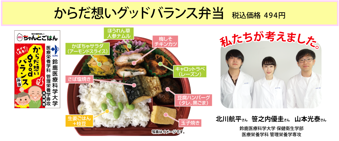 管理栄養学専攻の学生とマックスバリュが共同開発したお弁当 からだ想いグッドバランス弁当 がリニューアル販売を開始しました 鈴鹿医療科学大学 管理栄養学専攻の学生とマックスバリュが共同開発したお弁当 からだ想いグッドバランス弁当 がリニューアル販売を開始しました 鈴鹿医療科学大学